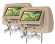 2 x 7 Inch TFT LCD Headrest Car with Built-in DVD VCD, CD, MP3 Player - BEIGE COLOUR